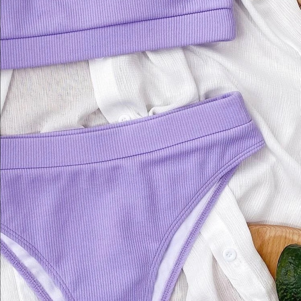 HIGH WAISTED RIBBED BIKINI SWIMSUIT - Picture 4 of 6